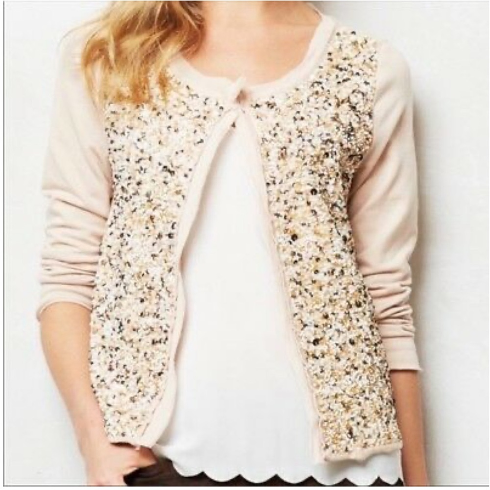 Anthropologie Postmark Paillette Beaded Cardigan